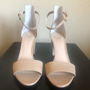 Vince Camuto Nude Ankle Strap Block Heels Size 9